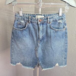 Zara Light Blue Distressed Mini Skirt Girls Size 11-12